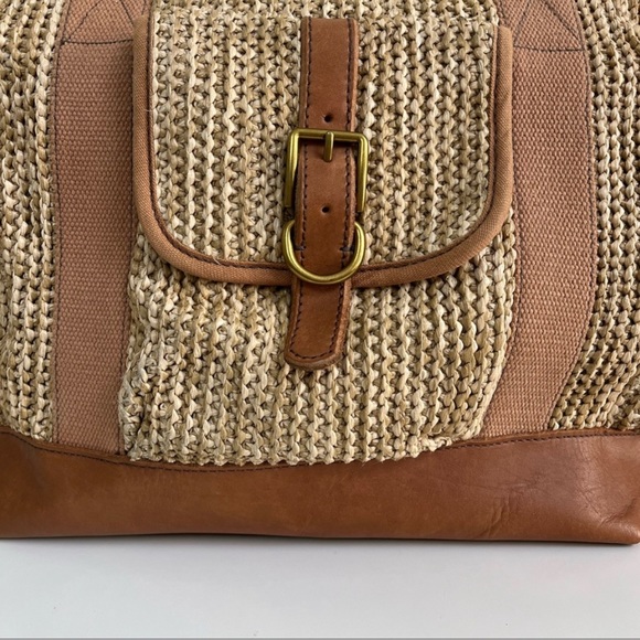 Fossil | Overnight Leather & Straw Tote Bag - Picture 4 of 4